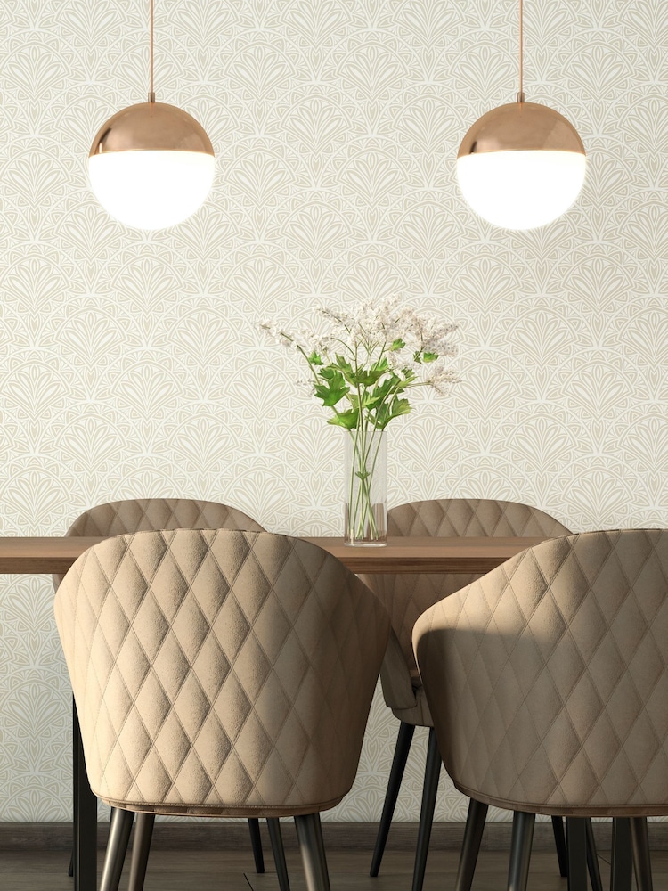 Hoopla Walls Natural Ditsy Deco Fan 10M Wallpaper - Image 1 of 1