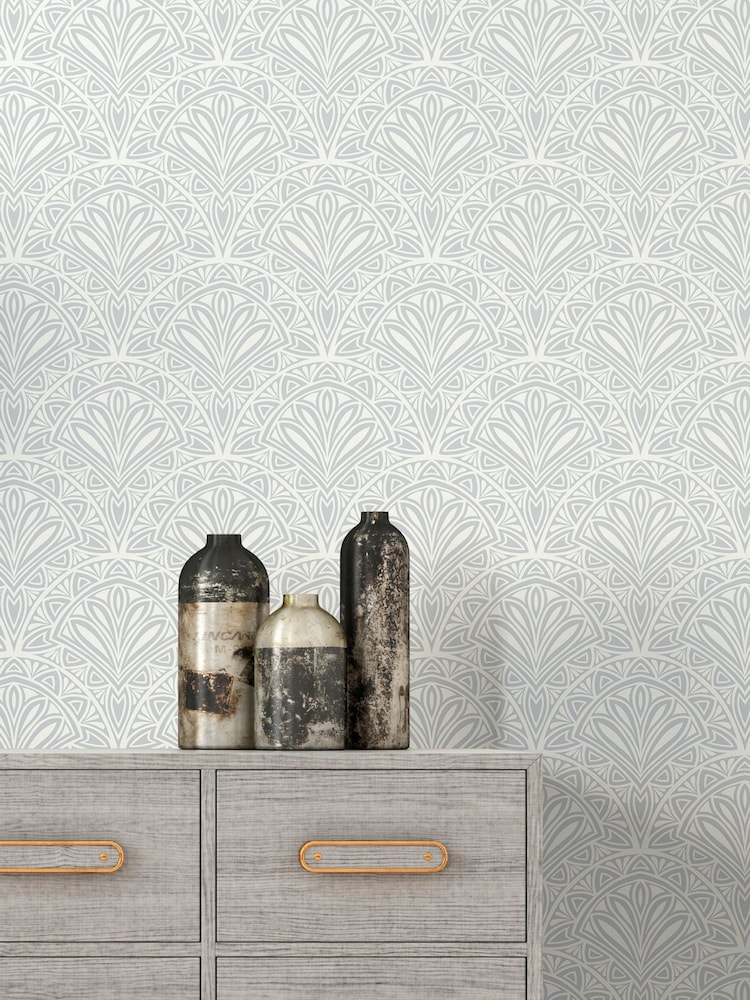 Hoopla Walls Grey Ditsy Deco Fan 10M Wallpaper - Image 2 of 2