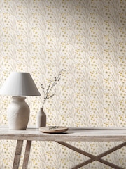Hoopla Walls Ochre Stone Meadow Stripe 10M Wallpaper - Image 1 of 2