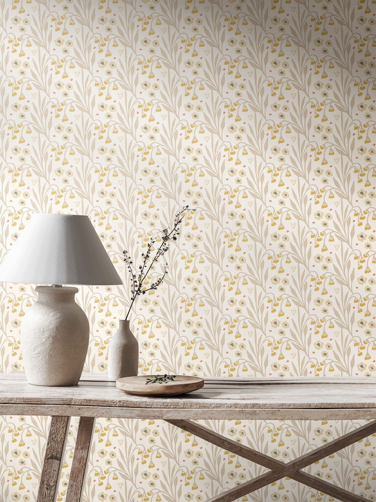 Hoopla Walls Ochre Stone Meadow Stripe 10M Wallpaper - Image 1 of 2