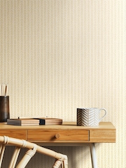 Hoopla Walls Hay Ditsy Leaf Stripe 10M Wallpaper - Image 1 of 2