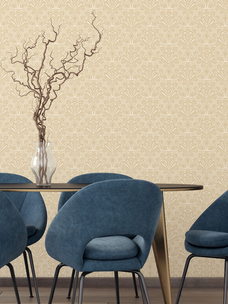 Hoopla Walls Gold Ditsy Deco Fan 10M Wallpaper - Image 1 of 2