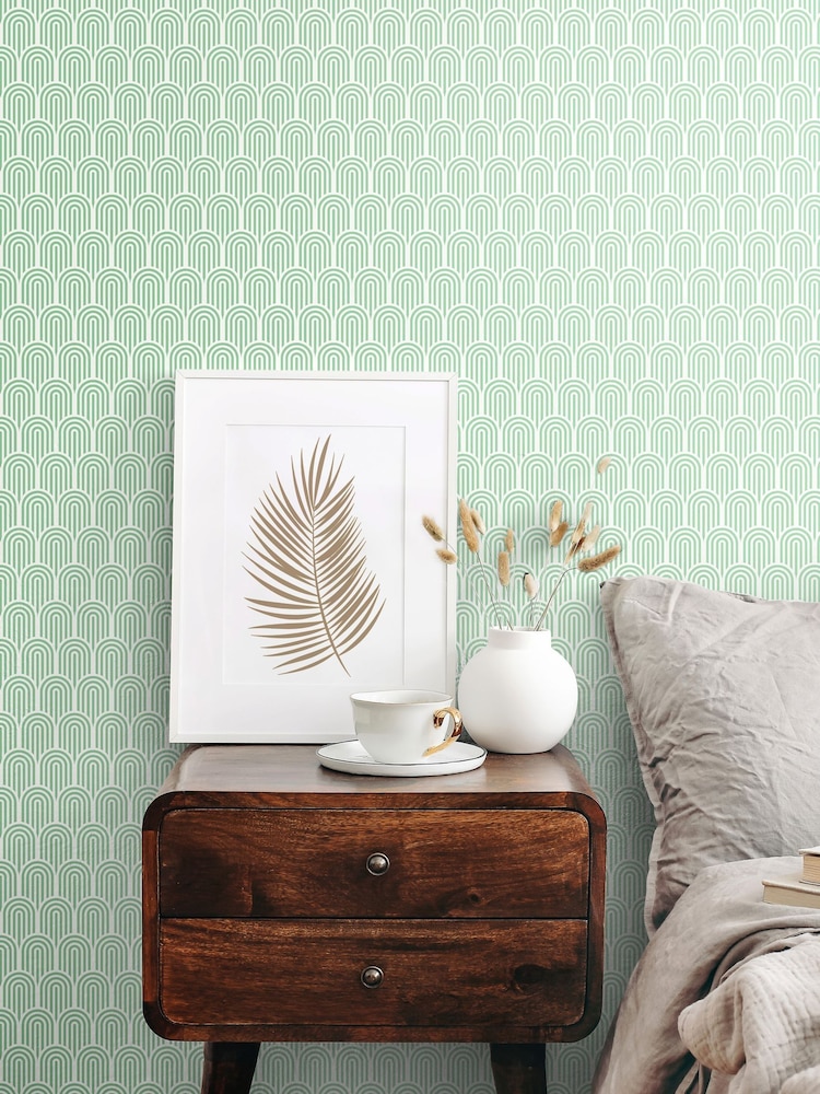 Hoopla Walls Mint Green Retro Arch 10M Wallpaper - Image 1 of 2