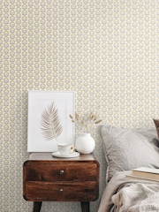 Hoopla Walls Stone Dove Retro Flower 10M Wallpaper - Image 1 of 2