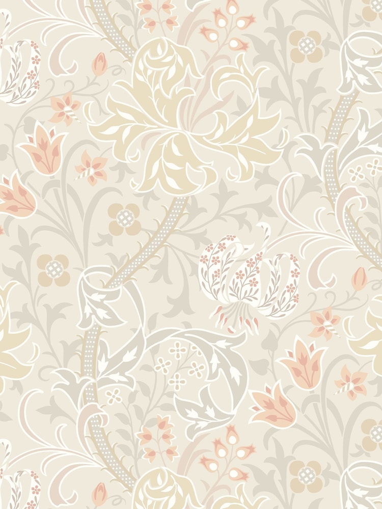 Hoopla Walls Natural Stone Lily Ogee 10M Wallpaper - Image 2 of 2