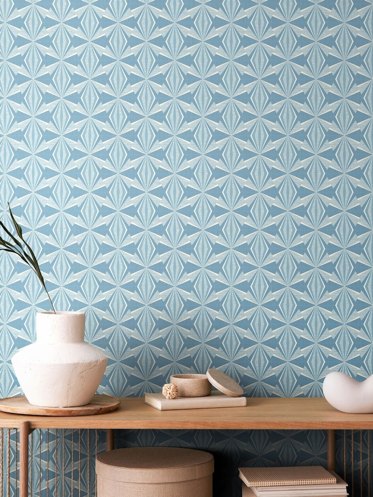 Hoopla Walls Blue Sunray Diamond 10M Wallpaper - Image 1 of 2
