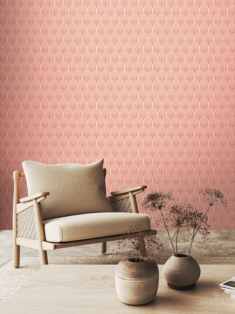 Hoopla Walls Blush Pink Retro Arch 10M Wallpaper - Image 1 of 1