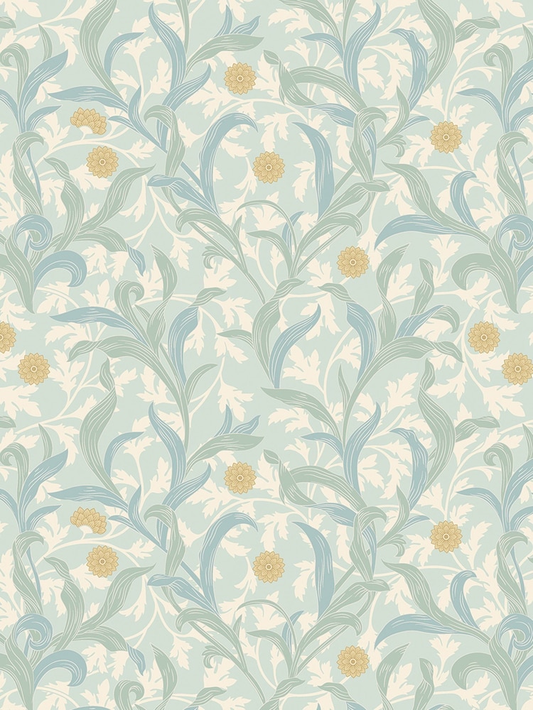 Hoopla Walls Duckegg Blue Floral Trail 10M Wallpaper - Image 2 of 2