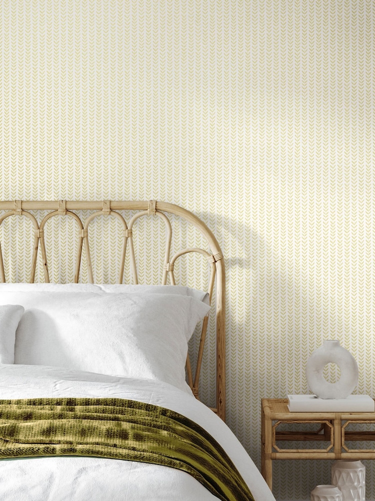 Hoopla Walls Lichen Ditsy Leaf Stripe 10M Wallpaper - Image 1 of 2