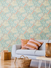 Hoopla Walls Duckegg Blue Lily Ogee 10M Wallpaper - Image 1 of 2