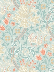 Hoopla Walls Duckegg Blue Lily Ogee 10M Wallpaper - Image 2 of 2