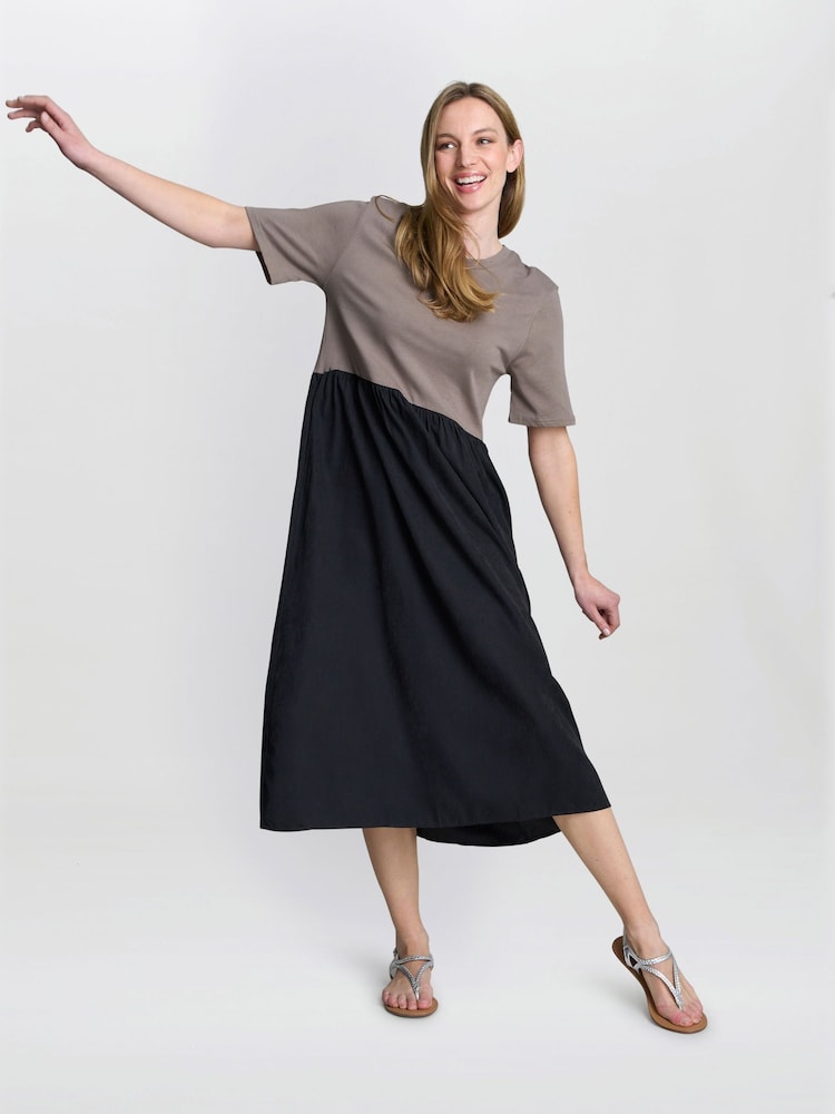 Gina Bacconi Cat Two Tone Black T-Shirt Dress - Image 5 of 7