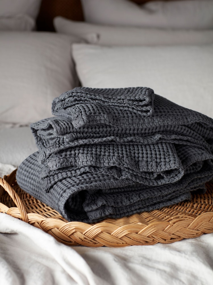 Secret Linen Store Graphite Grey Waffle Towel - Image 1 of 2