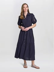 Gina Bacconi Blue Carey Puff Sleeve Dress - Image 1 of 7