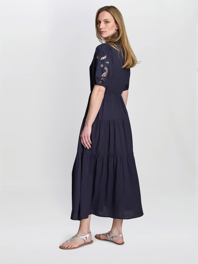 Gina Bacconi Blue Carey Puff Sleeve Dress - Image 2 of 7