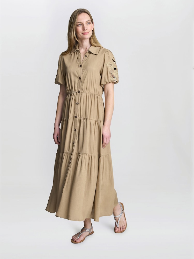 Gina Bacconi Blue Carey Puff Sleeve Dress - Image 3 of 6
