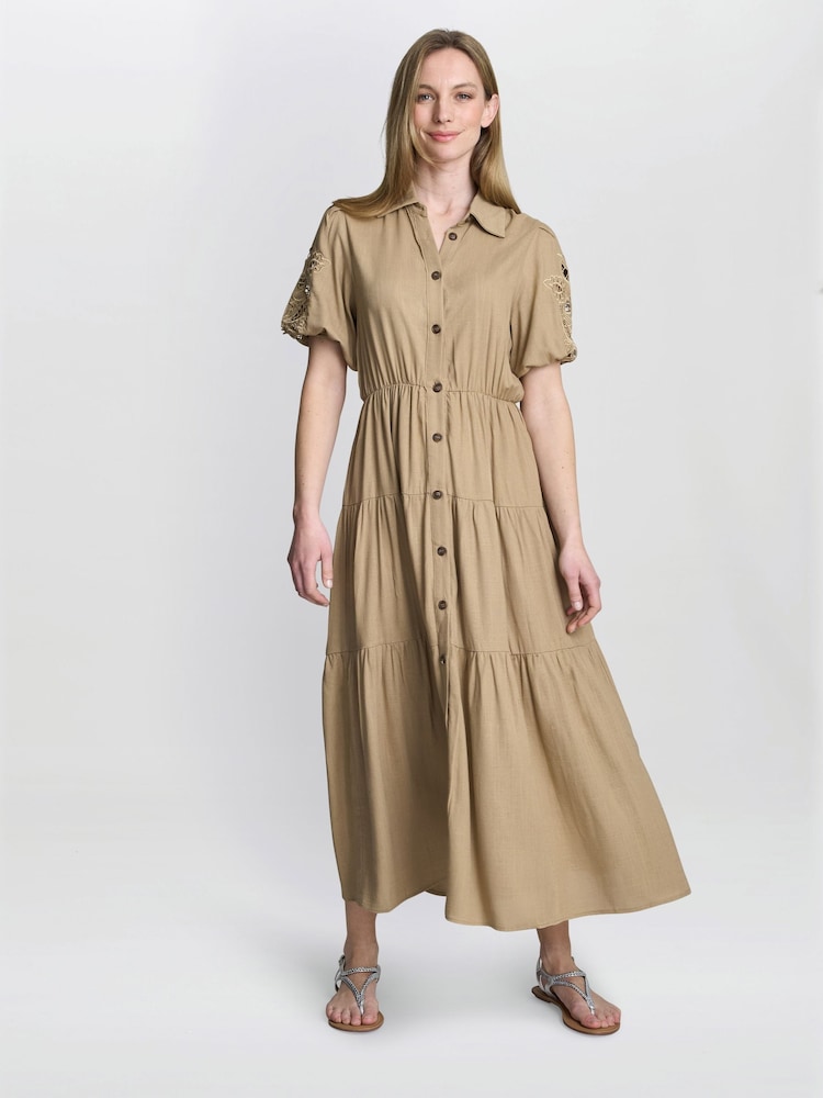 Gina Bacconi Blue Carey Puff Sleeve Dress - Image 4 of 6