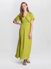 Gina Bacconi Green Carole Flowing V-Neck Dress - Image 3 of 5