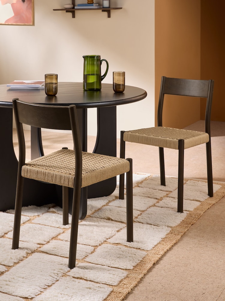 MADE.COM Set of 2 Dark Brown Rhye Dining Chairs - Image 1 of 5 MADE.COM Set of 2 Dark Brown Rhye Dining Chairs - Image 1 of 5