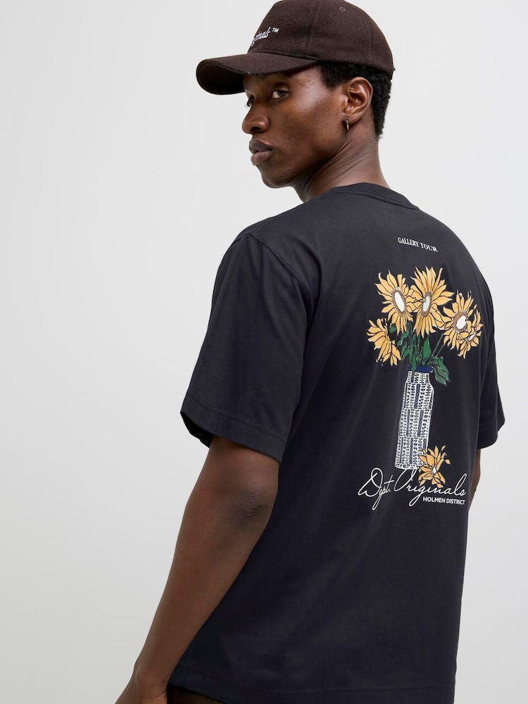JACK & JONES Black Graphic Back Print 100% Cotton T-Shirt - Image 1 of 5 JACK & JONES Black Graphic Back Print 100% Cotton T-Shirt - Image 1 of 5