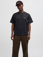 JACK & JONES Black Graphic Back Print 100% Cotton T-Shirt - Image 2 of 5