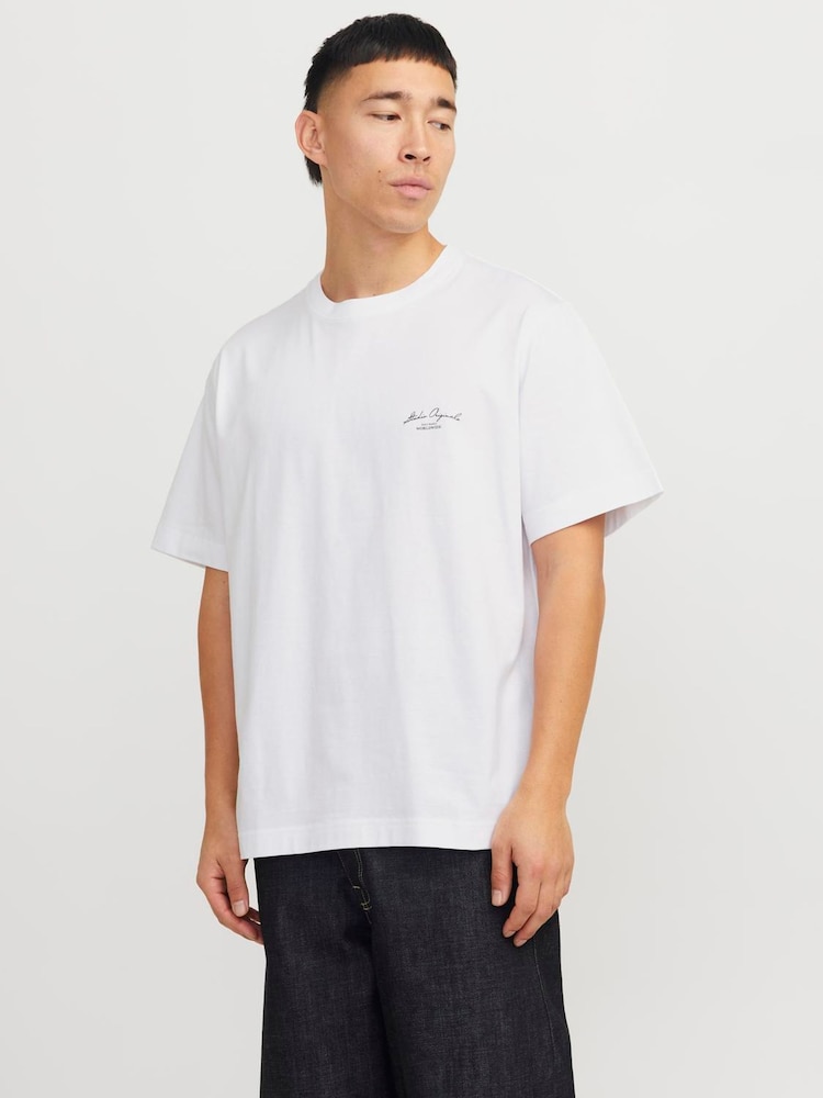 JACK & JONES White Graphic Back Print 100% Cotton T-Shirt - Image 2 of 5