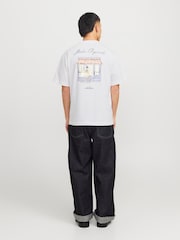 JACK & JONES White Graphic Back Print 100% Cotton T-Shirt - Image 3 of 5