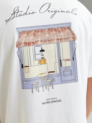 JACK & JONES White Graphic Back Print 100% Cotton T-Shirt - Image 4 of 5