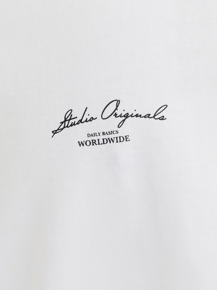JACK & JONES White Graphic Back Print 100% Cotton T-Shirt - Image 5 of 5