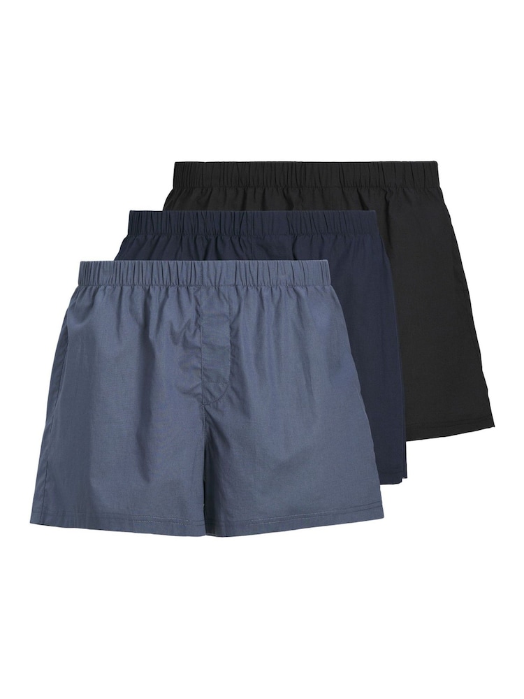 JACK & JONES Light Blue 100% Cotton Boxers 3 Pack - Image 1 of 7