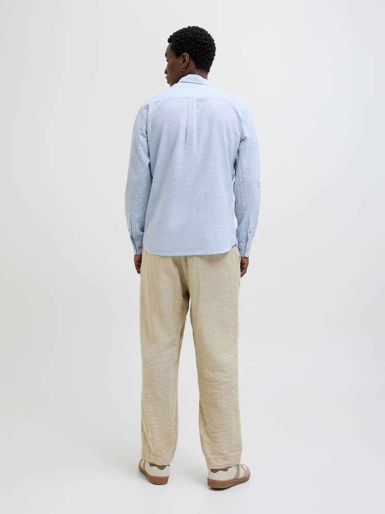 JACK & JONES Blue Long Sleeve Summer Shirt - Image 2 of 5 JACK & JONES Blue Long Sleeve Summer Shirt - Image 2 of 5