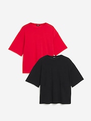 Simply Be Black 100% Cotton Textured Slouchy T-Shirts 2 Pack - Image 1 of 1