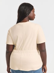 Simply Be cream Shirred Waist 100% Cotton T-Shirt - Image 2 of 4