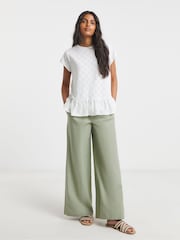Simply Be White 100% Cotton Broderie Cap Sleeve Peplum Top - Image 3 of 3