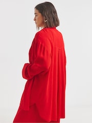 Simply Be Red Oversized Crinkle Shirt - Image 2 of 5