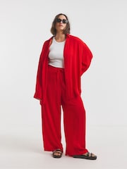 Simply Be Red Oversized Crinkle Shirt - Image 3 of 5