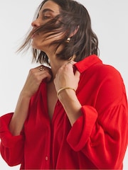 Simply Be Red Oversized Crinkle Shirt - Image 4 of 5