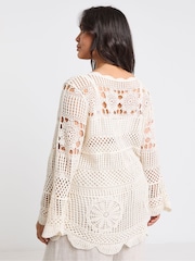 Simply Be Natural 100% Cotton Crochet Flared Sleeve Cover-Up - Image 2 of 5