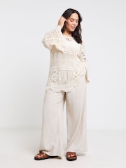 Simply Be Natural 100% Cotton Crochet Flared Sleeve Cover-Up - Image 5 of 5