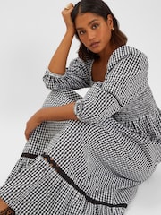 Accessorize Black Gingham Puff Sleeve Maxi 100% Cotton Dress - Image 3 of 4