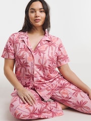 Simply Be Pink Button Through Pyjamas Set - Image 1 of 4