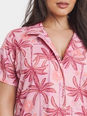 Simply Be Pink Button Through Pyjamas Set - Image 3 of 4