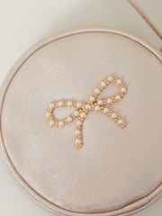 Angels By Accessorize Pink Girls Round Pearl Bow Bag - Image 2 of 2