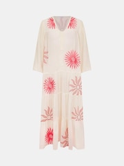 Accessorize Natural Sun Embroidered Long-Sleeve Maxi 100% Cotton Dress - Image 4 of 4