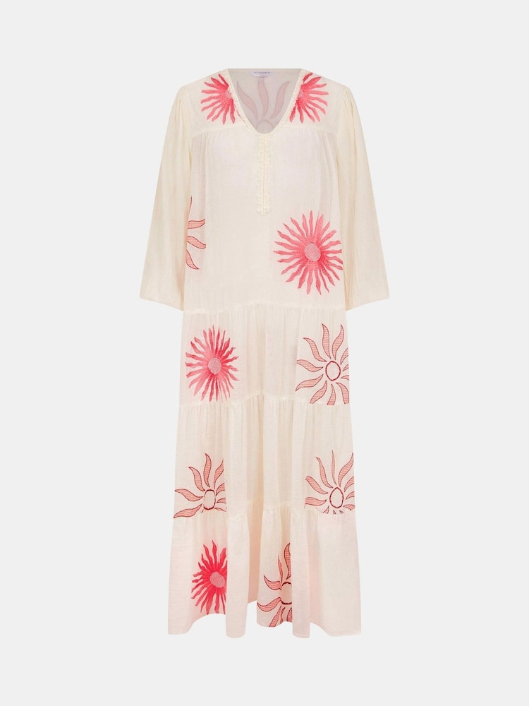 Accessorize Natural Sun Embroidered Long-Sleeve Maxi 100% Cotton Dress - Image 4 of 4 Accessorize Natural Sun Embroidered Long-Sleeve Maxi 100% Cotton Dress - Image 4 of 4