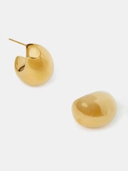 Accessorize Gold Tone 14ct Chunky Dome Hoop Earrings - Image 1 of 2