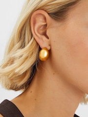 Accessorize Gold Tone 14ct Chunky Dome Hoop Earrings - Image 2 of 2