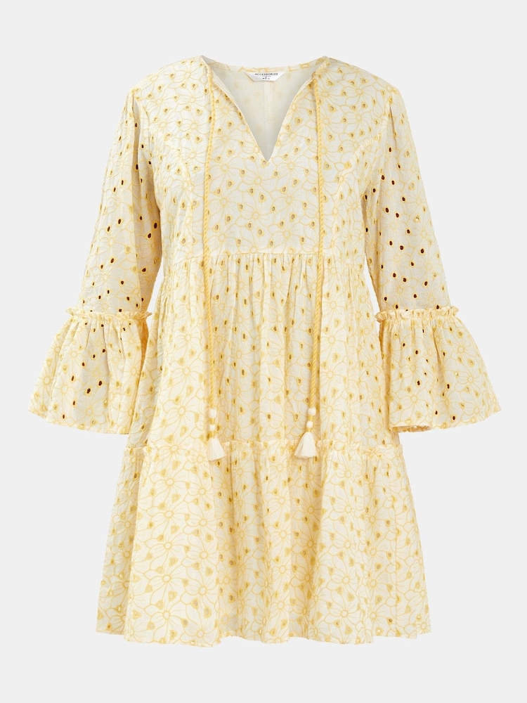 Accessorize Broderie curto com mangas bufantes Dress - Imagem 4 de 4