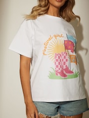 South Beach Oversized Festival Printed 100% Cotton T-Shirt - Imagem 1 de 5