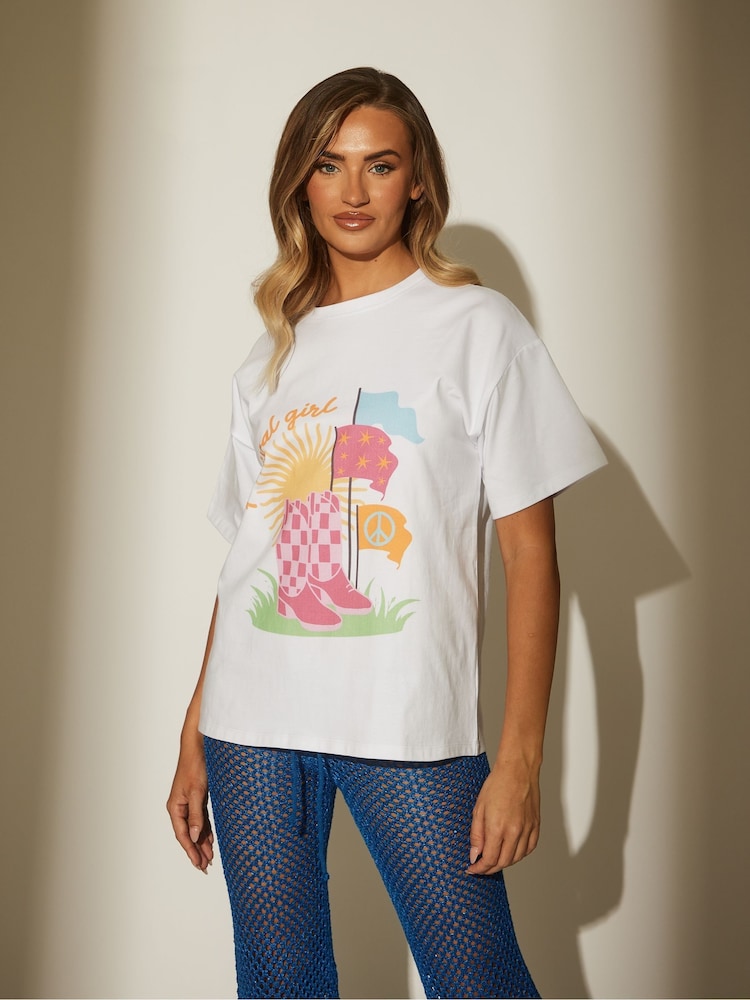 South Beach Oversized Festival Printed 100% Cotton T-Shirt - Imagem 2 de 5